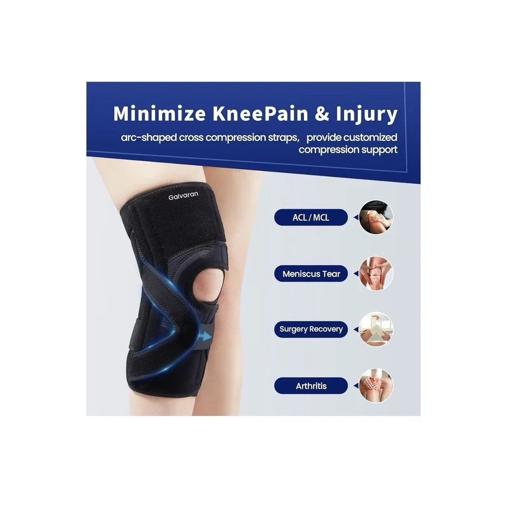 Galvaran Knee Brace Black Medium Right ACL MCL Meniscus Tear Stabilize Support